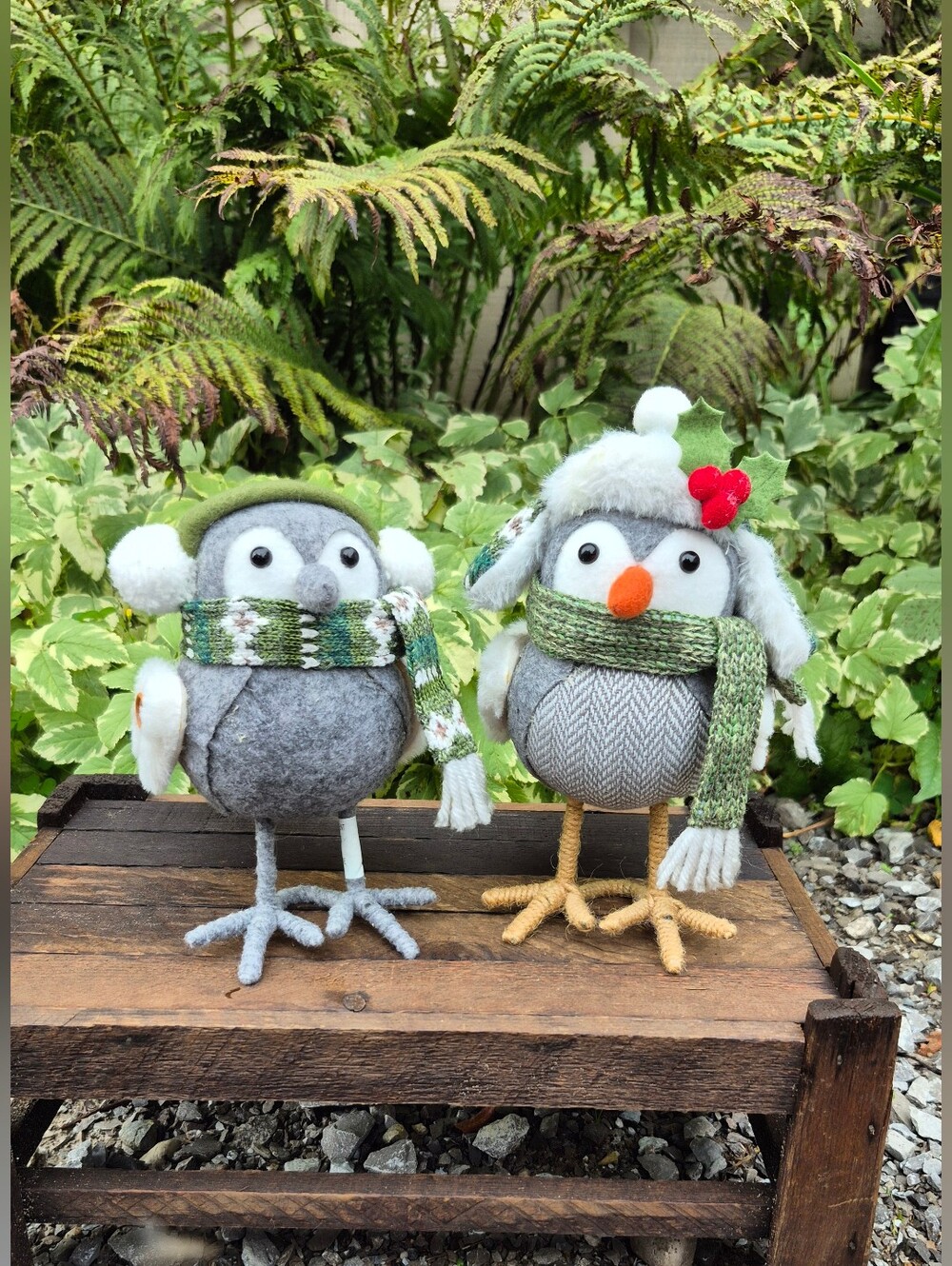 Set of 2 Target Wondershop Christmas Bird Figurines Cozy Winter Gray